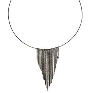Elegant Silver Fringe Tassel Choker Statement Necklace Modern Jewelry Women